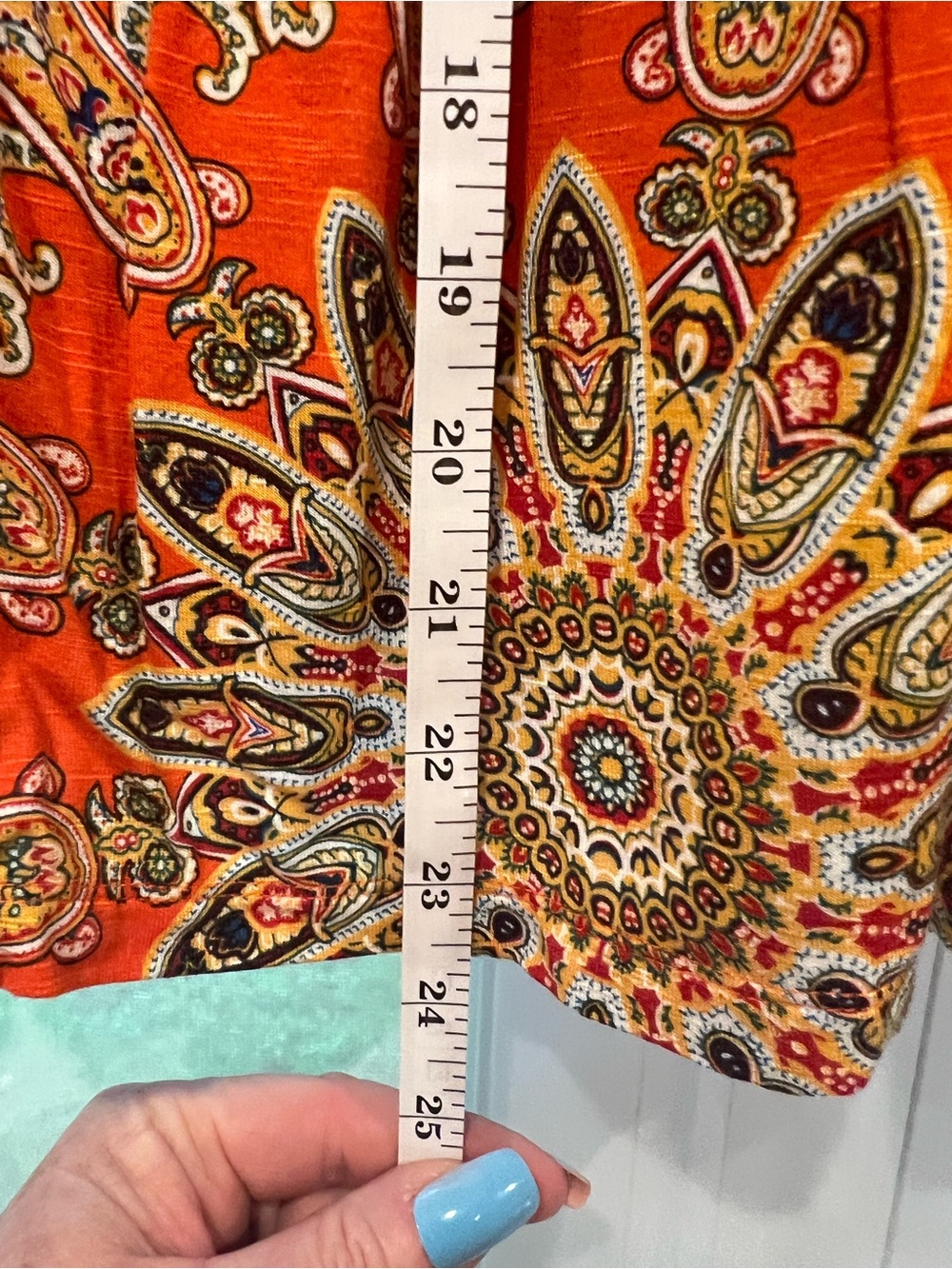 Cato Orange Paisley Square-Neck Blouse with Black-Trim - Picture 4 of 5